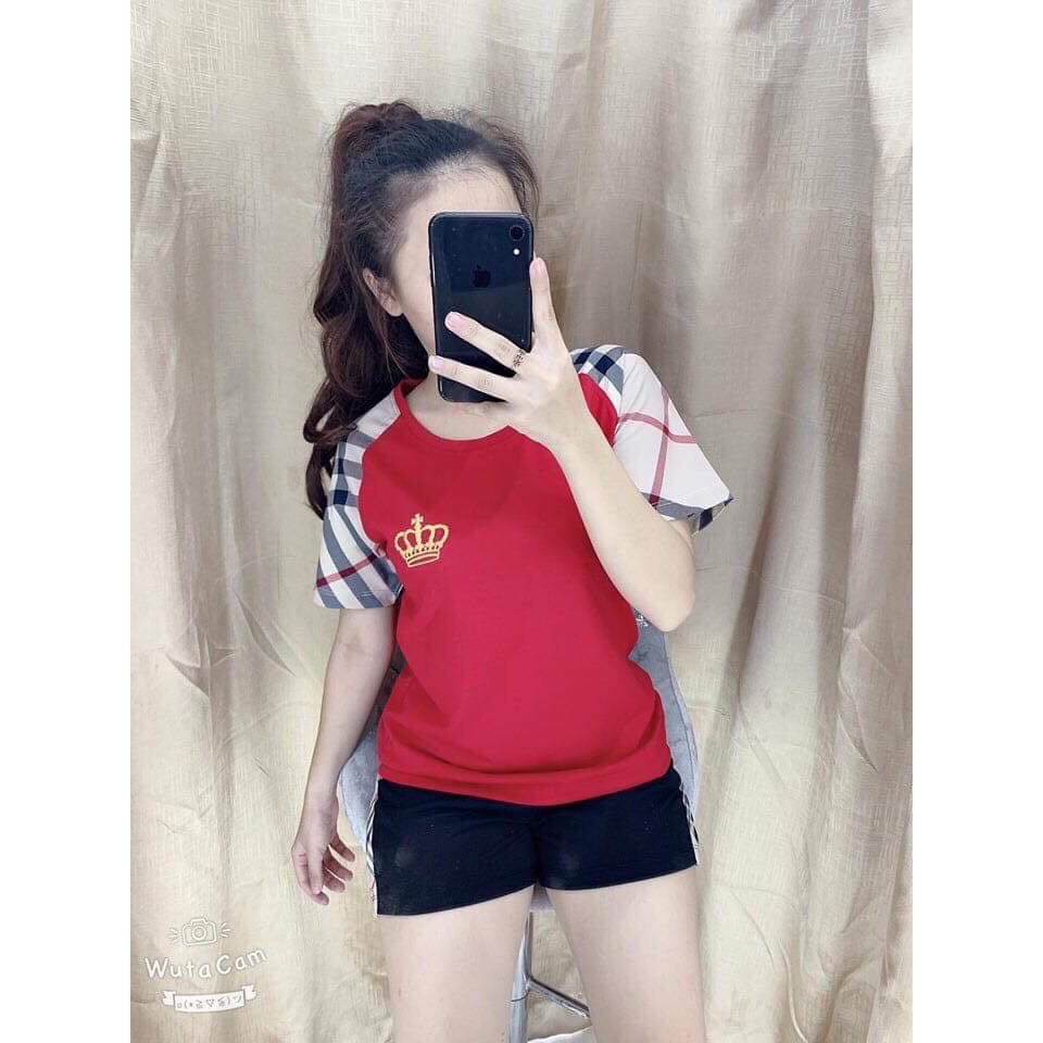 SET BỘ THỜI TRANG ĐÙI PHỐI TAY CARO THIÊU LOGO SIÊU XINH