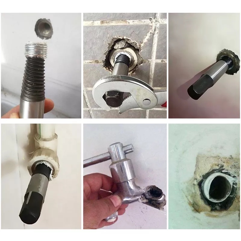 Bộ 5 đầu vặn tháo ốc vít gãy toét đầu, taro ren ngược nhổ ốc vít gãy, tháo ống nước gãy