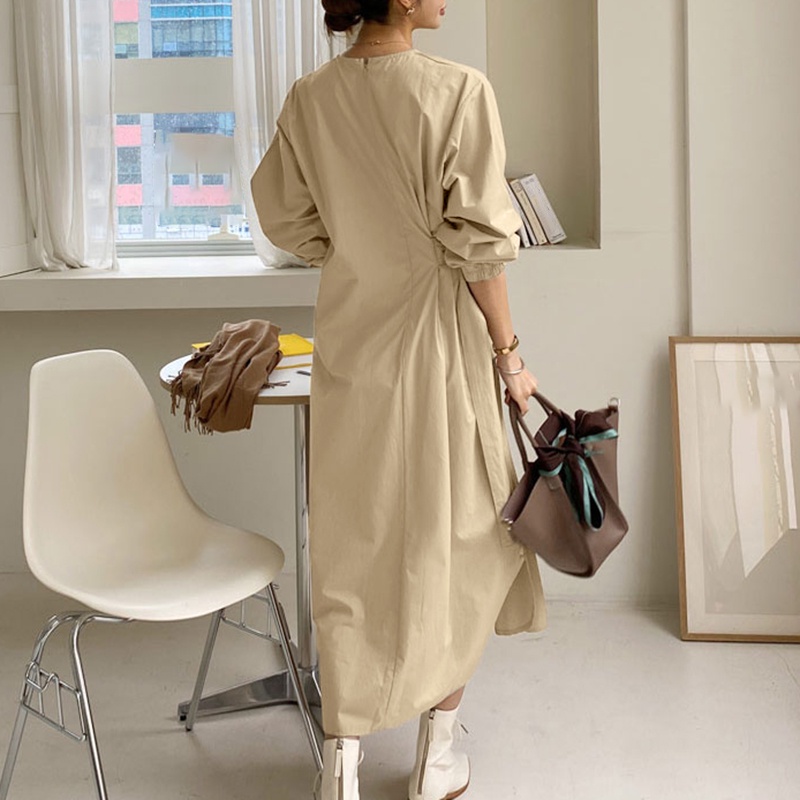 Đầm maxi Zanzea tay phồng cổ tròn thời trang dành cho nữ
