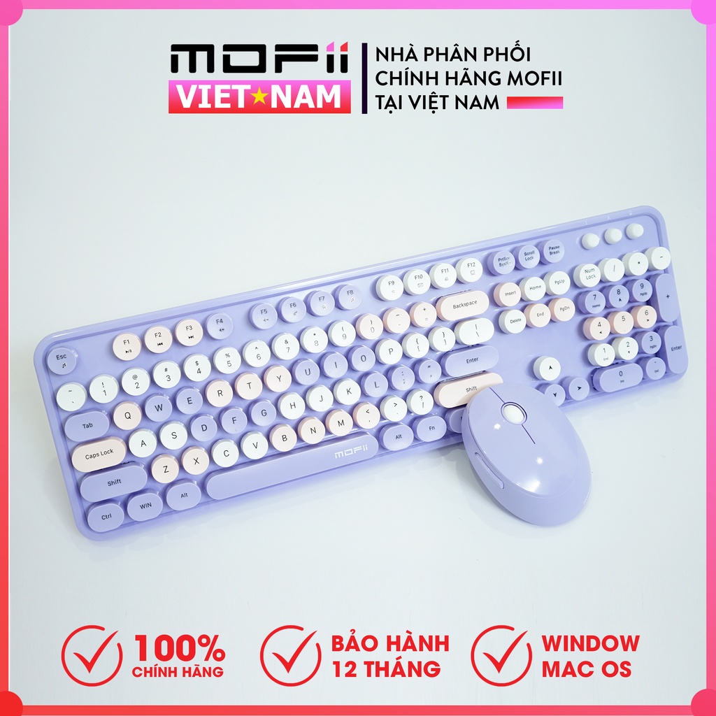 Combo Bàn Phím và Chuột Không Dây MOFII CANDY SWEET MIXED Chính Hãng tương thích cả WINDOWS VÀ MACOS