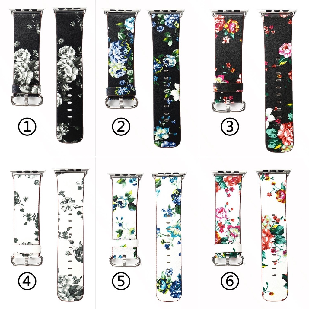 Dây Đeo Bằng Da Mềm Họa Tiết Hoa Cho Đồng Hồ Thông Minh Apple Watch 41 / 40 / 38mm 49 / 45 / 44 / 42mm Series Ultra / 8 / 7 / SE / 6 / 5 / 4 / 3 / 2 / 1