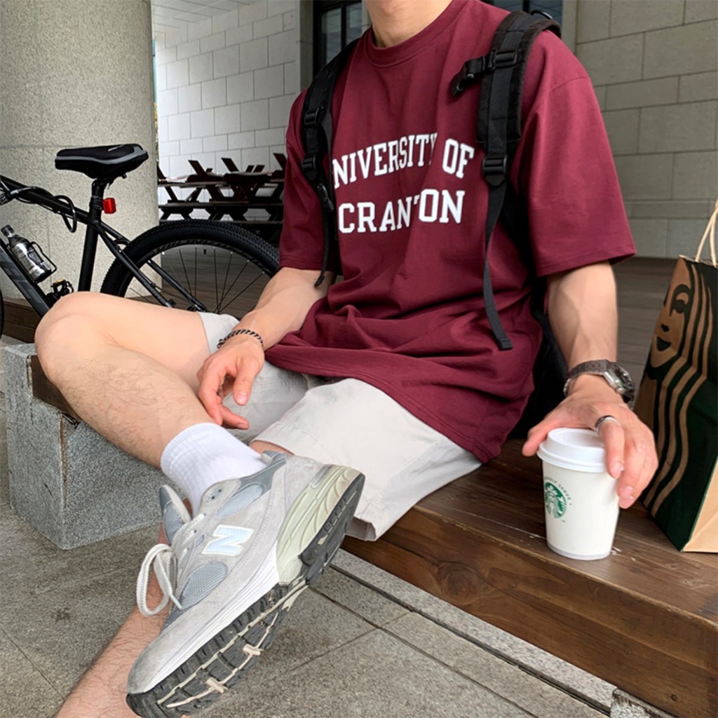 Áo Phông Nam Cổ Tròn Mùa Hè SCR Uniex Tay Lỡ Phong Cách Cotton Thể Thao Thoải Mái