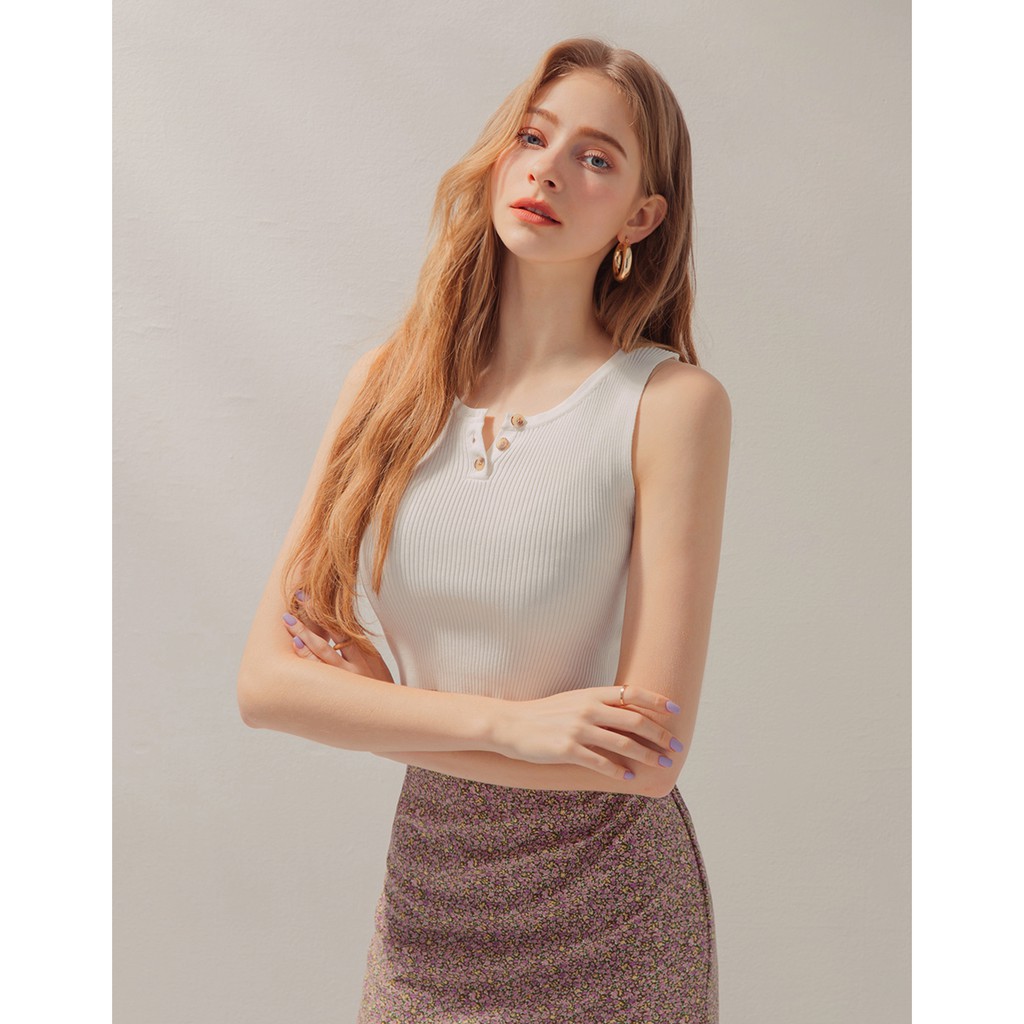 Áo không tay dáng ngắn cổ cài nút nữ Air Space 2110121005 | BigBuy360 - bigbuy360.vn