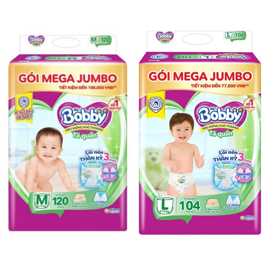 Tã quần Bobby M112/ L96/ XL84/ XXL76