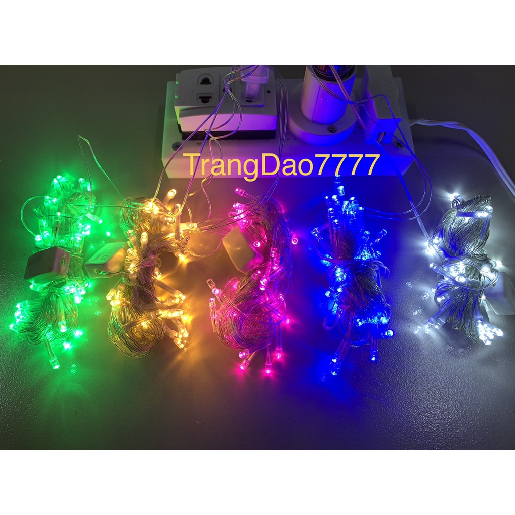 (Chọn Màu) Đèn Led Xài Điện Không Chớp Nháy 8M 50 Đèn Đom Đóm Fairy Light Quấn Cây Sân Vườn Trang Trí Tiệc Lễ Tết Noel