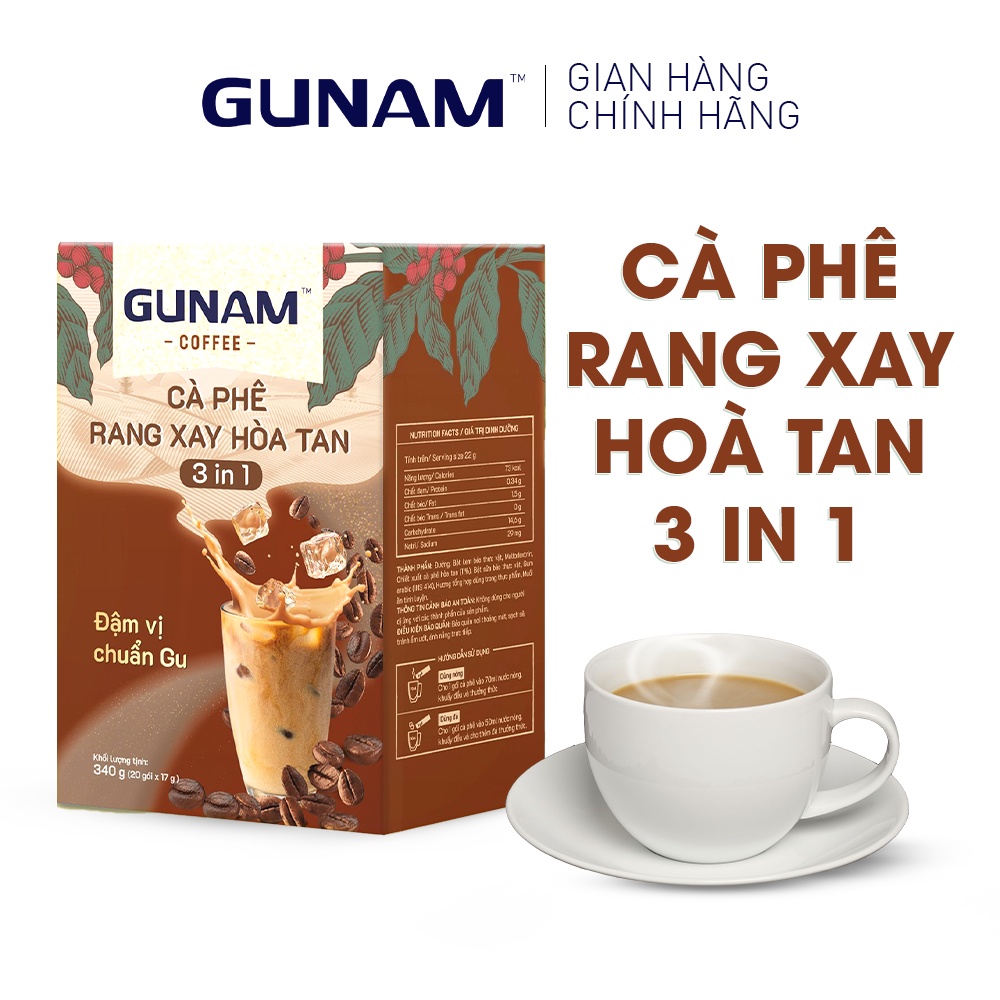 Hộp Café rang xay hòa tan 3in1 GUNAM