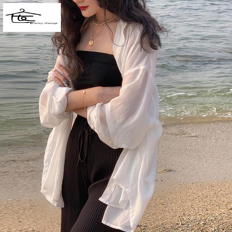 Hàng Có Sẵn Bán Chạy~Áo Sơ Mi Trắng Mỏng Tay Dài Chống Nắng Phong Cách Pháp Cổ Điển Thời Trang Mùa Hè Cho Nữ