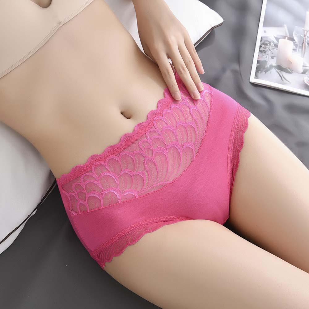 Quần Lót Cotton Phối Ren Không Đường May Thoáng Khí Màu Sắc Đơn Giản