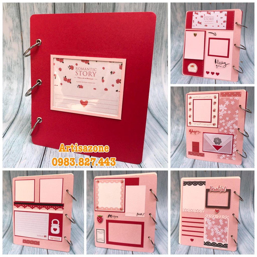 Album ảnh dán mini - Scrapbook handmade 02 (Đọc kỹ mô tả từng sản phẩm)