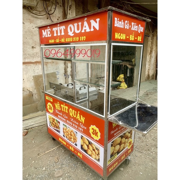 Xe bán đồ ăn vặt kèm bếp chiên nhúng đôi