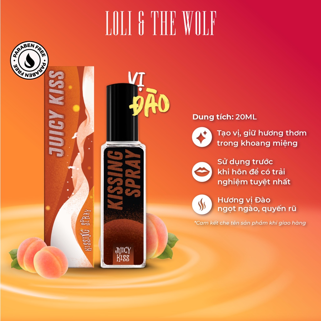 Xịt thơm miệng Kissing Spray Loli The Wolf hương Juicy Kiss vị Đào 20ml