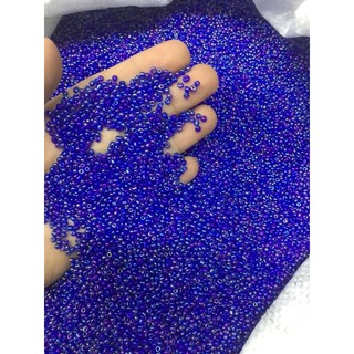 450g hạt cườm 2mm màu xanh lam ánh xà cừ