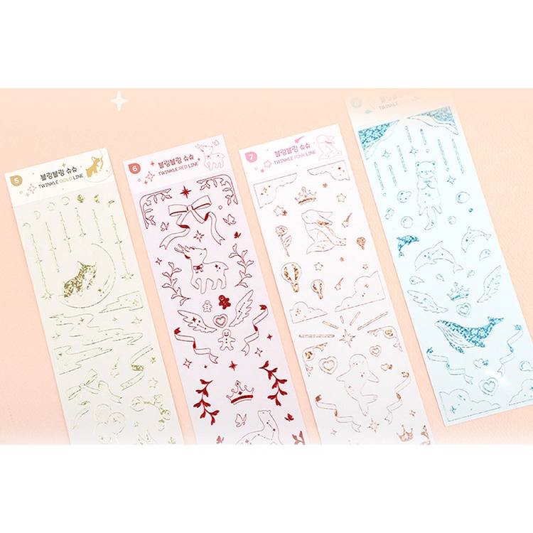 Tấm sticker Hologram, Twinkle line decor toploader, trang trí