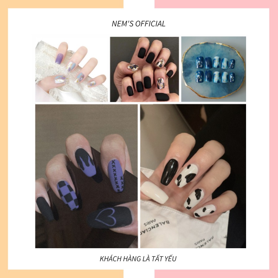 Móng giả bò sữa ❤️TẶNG KÈM KEO❤️ gồm 24 móng giả bò sữa siêu xinh(hàng có sẵn)