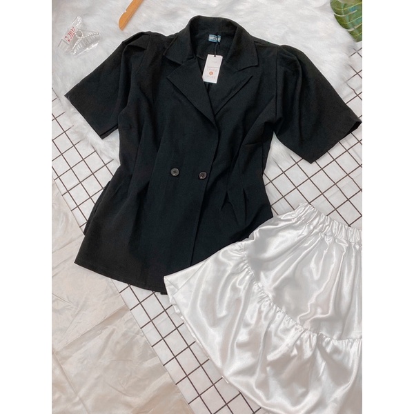 [HÀNG THIẾT KẾ] NS09 Set áo vest ngắn tay hai nút kèm quần váy siêu sang. | BigBuy360 - bigbuy360.vn