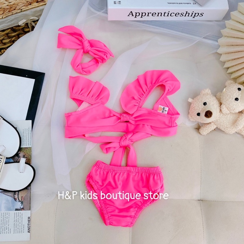 Đồ bơi bikini đi biển chanh sả 5 màu cho bé gái