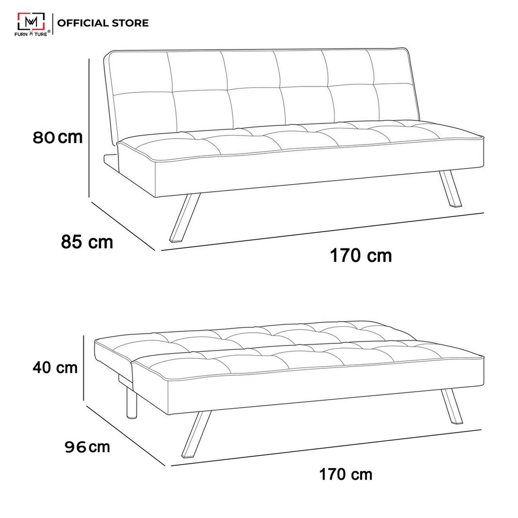 Ghế sofa bed 3 chức năng xuất khẩu mỹ MW FURNITURE - Nội thất phòng khách