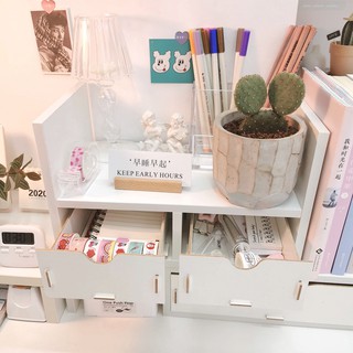 [ORDER] Kệ sách để bàn có ngăn kéo (3 ảnh thật ở cuối) (ib shop để có video lắp ráp)