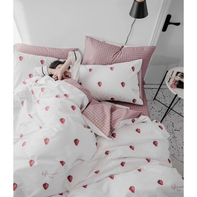Bộ chăn ga gối cotton poly Boss Decor nhập khẩu hàn quốc Dâu Trắng