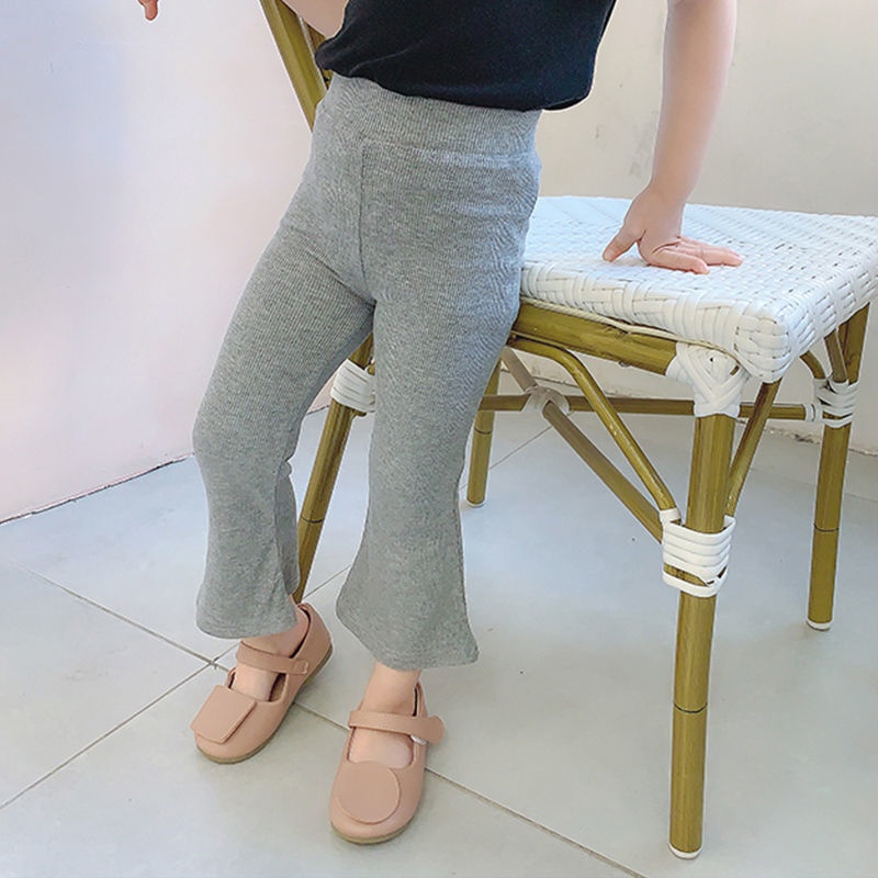Quần ống loe lưng cao co giãn thoải mái thời trang Hàn Quốc cho bé gái