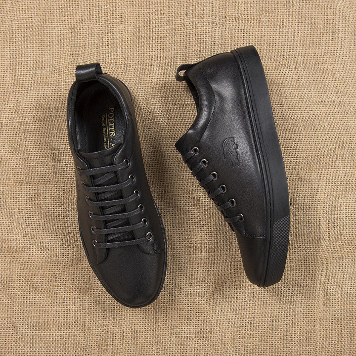 Giày da nam cao cấp phong cách thể thao màu đen in cá sấu full box, giày tây nam giá rẻ