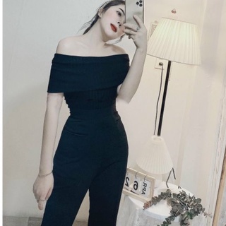 Áo trễ vai thun gân 2 màu