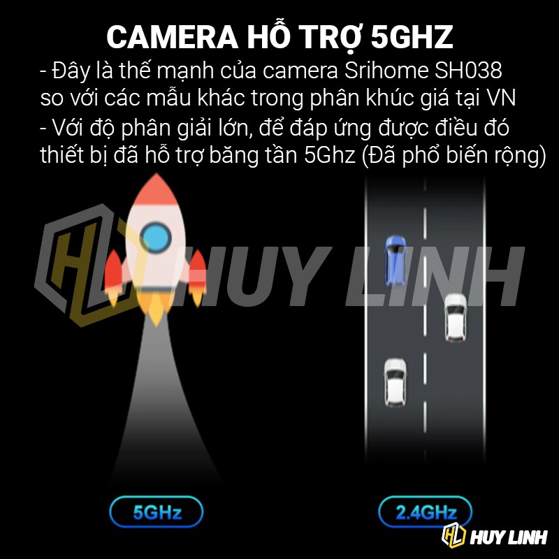 Camera Wifi Srihome SH038 4.0MP Quay đêm có màu - hỗ trợ băng tần 5G