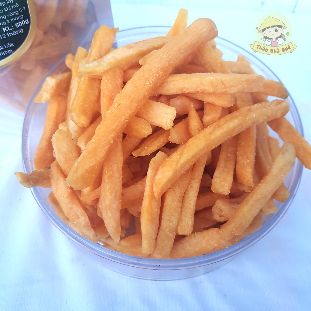 Khoai lang vàng sấy sợi giòn tan không đường không chất bảo quản 250/500g - Đồ ăn tết ăn vặt ngon