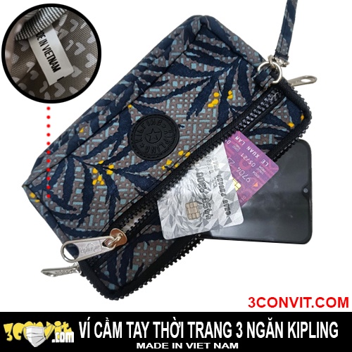 Ví cầm tay thời trang 3 ngăn chú Khỉ Size 18x10cm