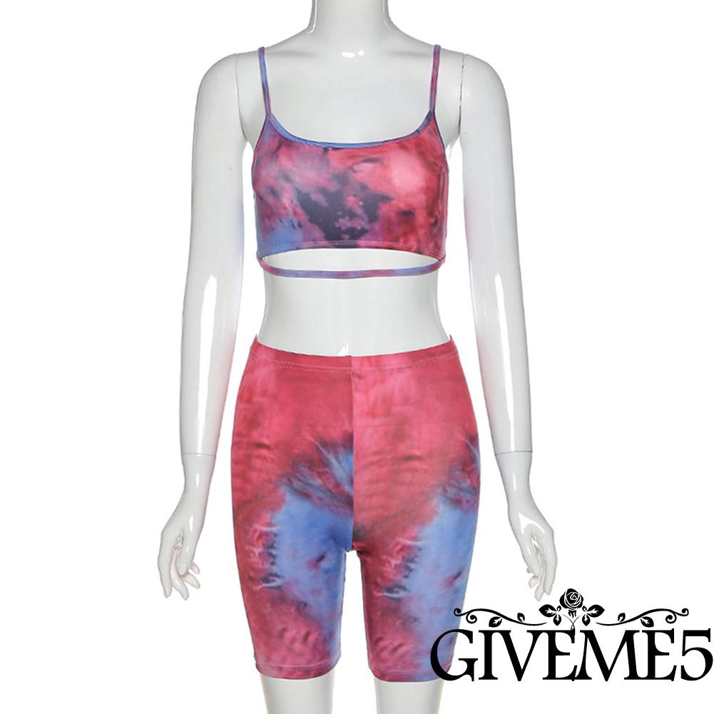 Set Áo Lửng Hai Dây Và Quần Short Lưng Cao Quyến Rũ Dành Cho Nữ