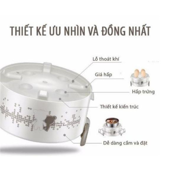 Hộp Cơm Cắm Điện Văn Phòng 3 Ngăn BEAR DFH-S2358 Có Thể Nấu & Hâm Nóng (Dung Tích 2L)