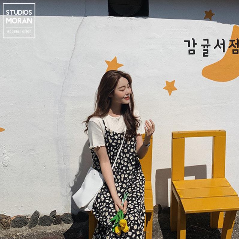 (ORDER) Váy yếm hai dây hoa cúc MORAN dáng dài vintage Hàn Quốc nhẹ nhàng 2020 (HÀNG MỚI 2020)  ྇
