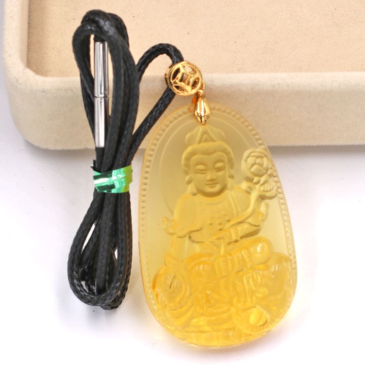 Mặt dây chuyền Phật Phổ hiền bồ tát đá pha lê 5 cm