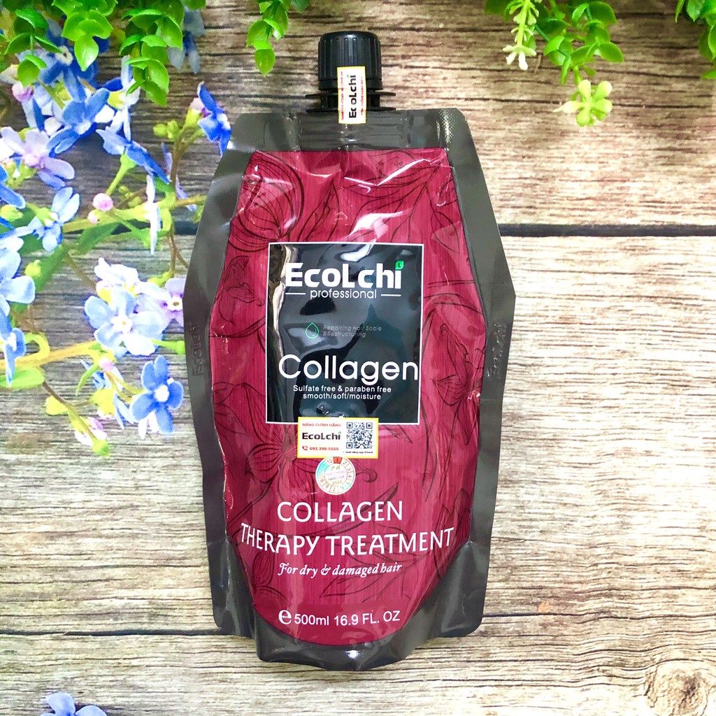 Dầu ủ tóc Ecolchi Collagen mềm mượt phục hồi chống rụng tóc 500ml