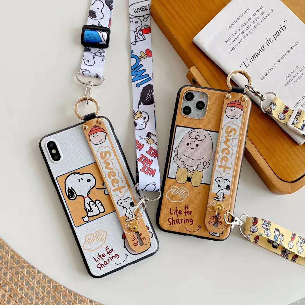 VIVO V9/11/11i/S1（2019）Y17/Z5/Y7S/Y19/Y5S Snoopy Charlie dây đeo cổ tay trường hợp điện thoại