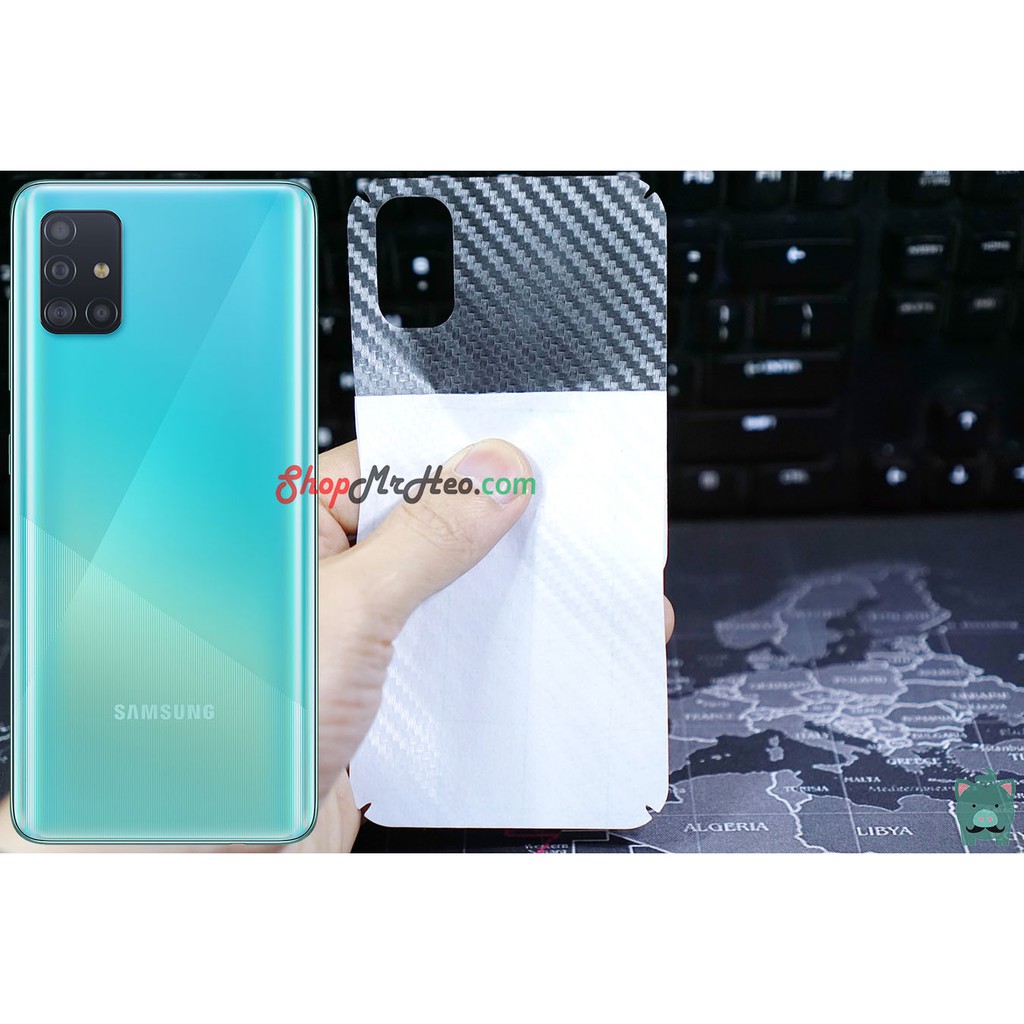 Skin Dán Mặt Sau Lưng Vân 3D Samsung Galaxy A11 - A31 - A51 - A71 - Carbon, Hình Hộp, Nhám, Vân Da