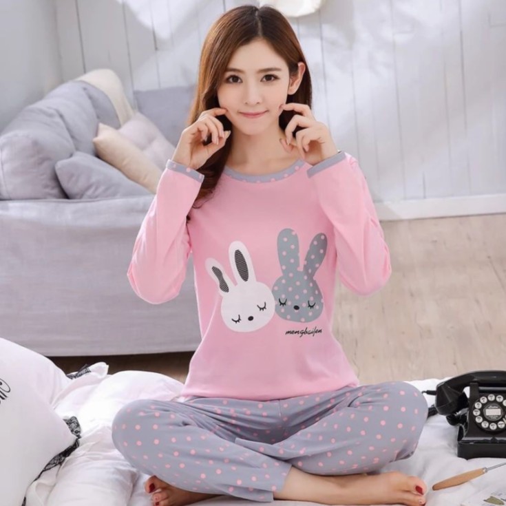 Bộ Đồ Ngủ Ngắn Tay Trọng Lượng Nhẹ In Họa Tiết Cho Nữ