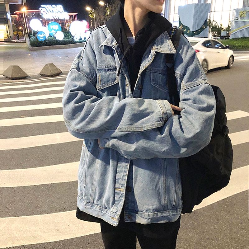 Áo Khoác Denim Dáng Rộng Thời Trang Hàn Quốc Cá Tính Cho Nam