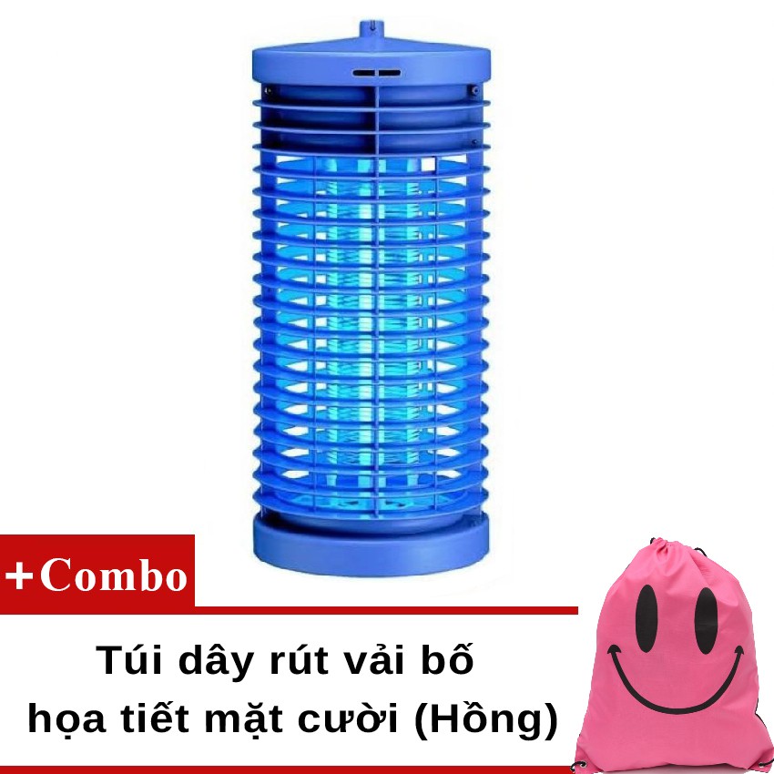 Đèn diệt côn trùng, ruồi muỗi Đại Sinh DS-D6 (Xanh) + Túi dây rút vải bố họa tiết mặt cười (Hồng)