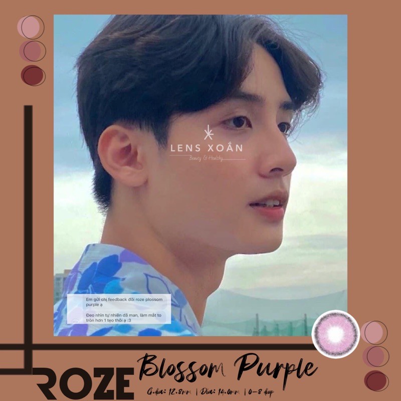 KÍNH ÁP TRÒNG ROZE BLOSSOM PURPLE CỦA B.S.COR: LENS HỒNG TÍM SIÊU TỰ NHIÊN 6 tháng | Lens Xoắn (GIÁ 1 CHIẾC, ĐỌC LƯU Ý)