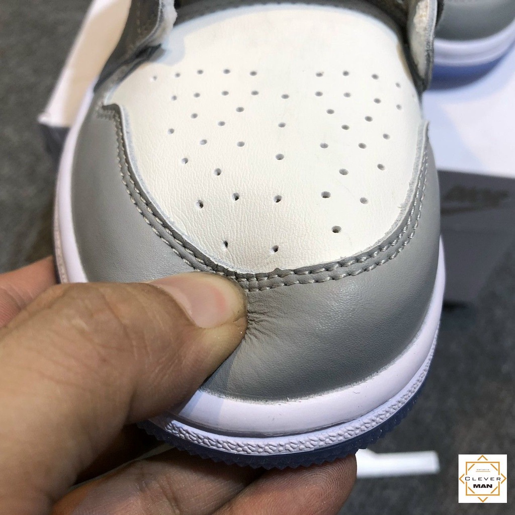 Giày Thể Thao Sneakers Air Jordan 1 Retro High Xám Trắng Cổ Cao Cực Phong Cách Cho Cả Nam Và Nữ