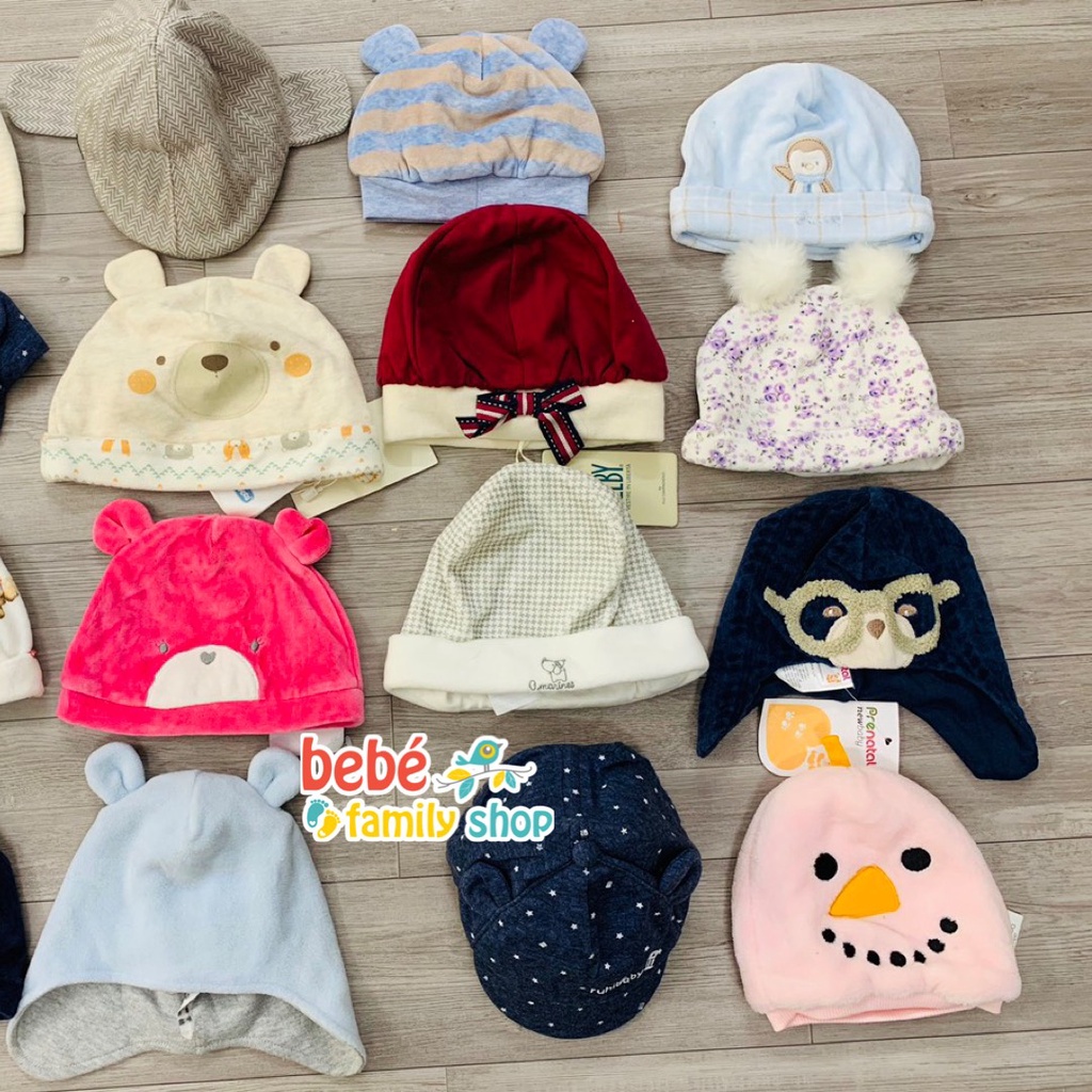 Mũ trùm đầu cho bé trai, bé gái mùa đông chất len, lông cừu, cotton/ Nón, Mũ xuất dư cho bé sơ sinh - NL