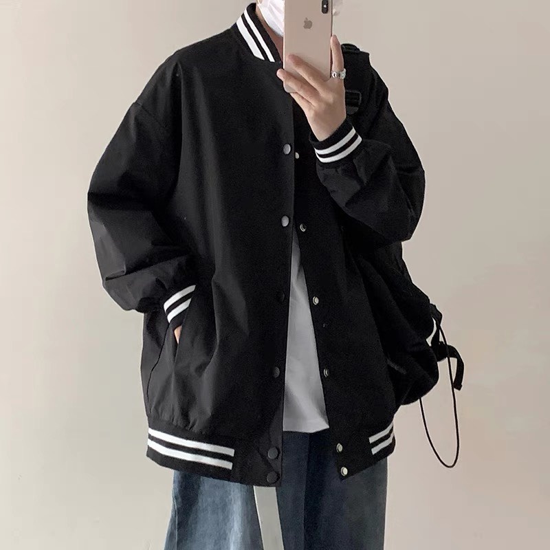 Áo khoác nỉ Streetwear nam nữ phối viền, Áo bomber jacket - nam nữ thu đông - PANDO AB060