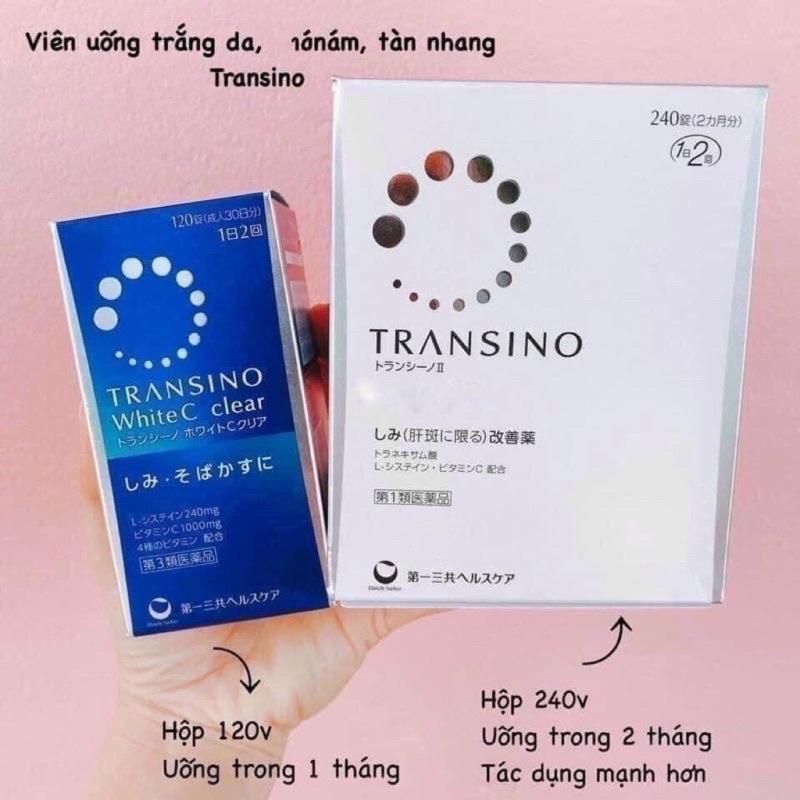 (SALE) Viên uống trắng da giảm nám Transino 240v và Transino White C Clear 120v Nhật Bản