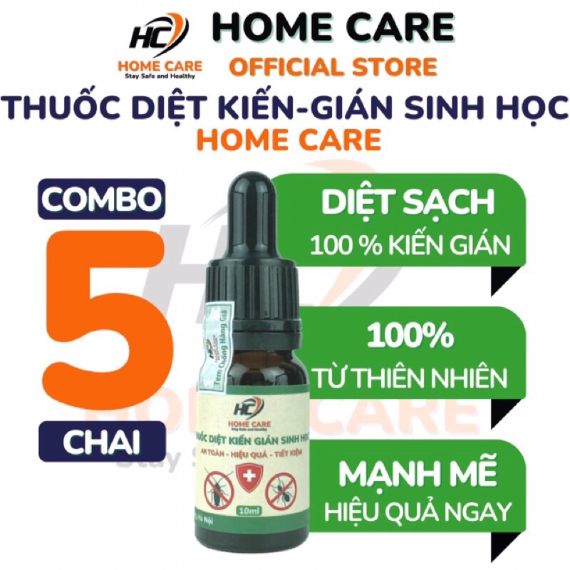 Combo 5 Chai Thuốc Diệt Kiến - Diệt Gián Sinh Học HOME CARE Chính Hãng 100%, Xuất Xứ Việt Nam