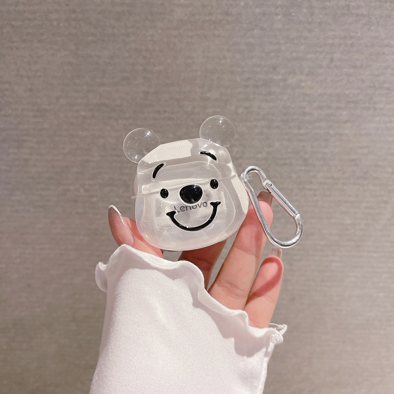 Vỏ Bảo Vệ Hộp Sạc Tai Nghe Lenovo Thinkpadplus Liveods LP40 TWS Hình Gấu 3D Trong Suốt