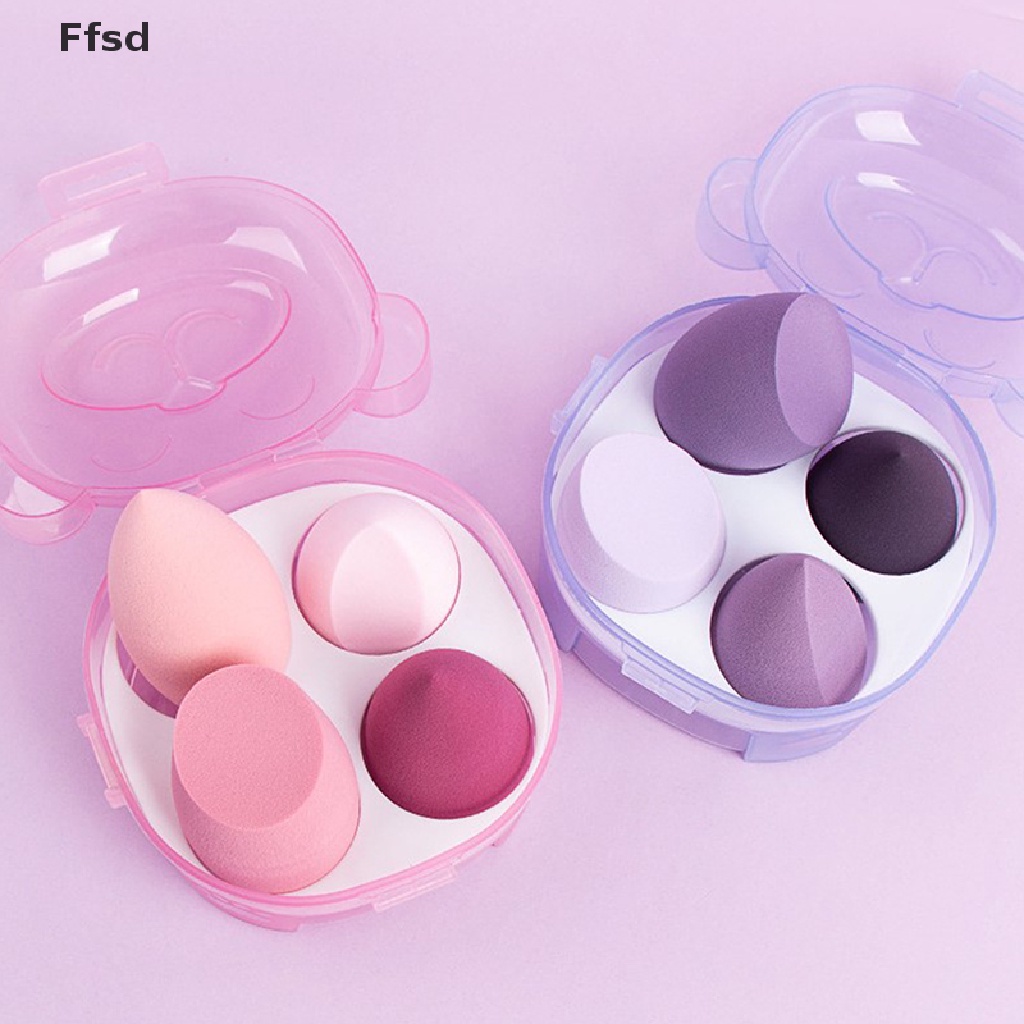 {Ffsd} Set 4 Bông Mút Trang Điểm Kèm Hộp Đựng