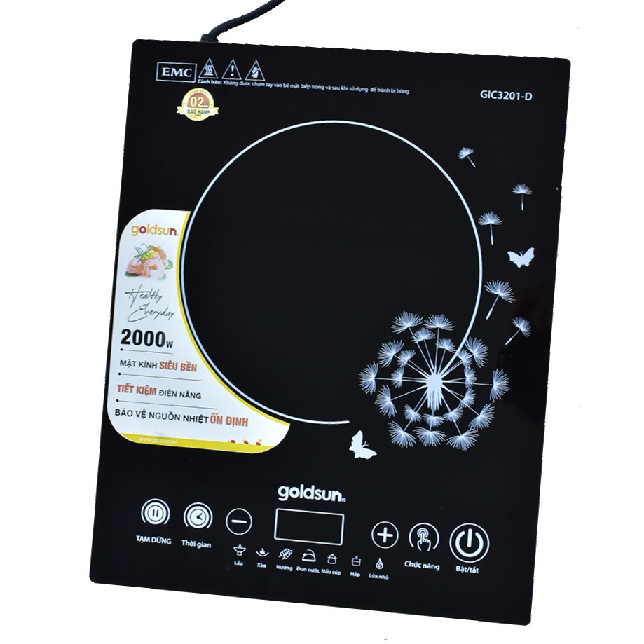 Bếp điện từ cảm ứng Goldsun GIC3201-D, tặng kèm nồi lẩu tiện dụng, bếp hồng ngoại mặt kính chịu nhiệt bảo hành 12 tháng