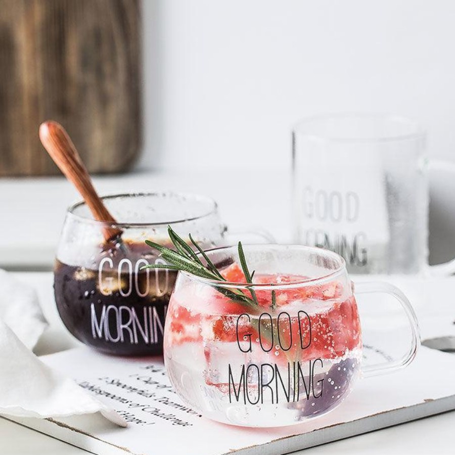 Cốc thủy tinh Good Morning - đồ uống trà & cafe xinh xắn | BigBuy360 - bigbuy360.vn