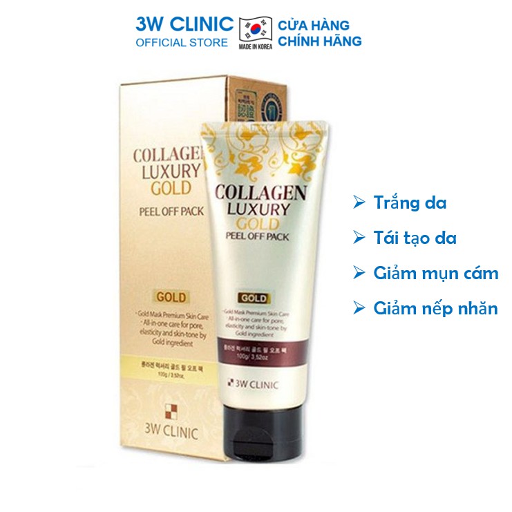 Mặt nạ lột dưỡng trắng da giảm mụn tinh chất vàng 24K 3W CLINIC Hàn Quốc 100ml